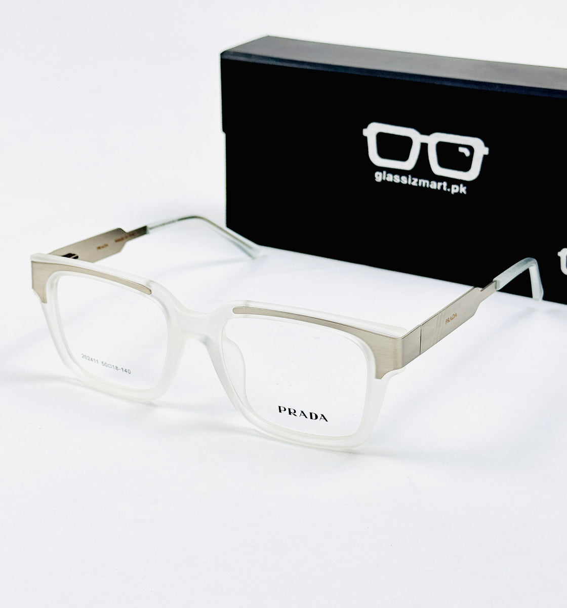 Prada – 202411 – 50 - Silver White – Metal - Acetate  – Optics - Unisex