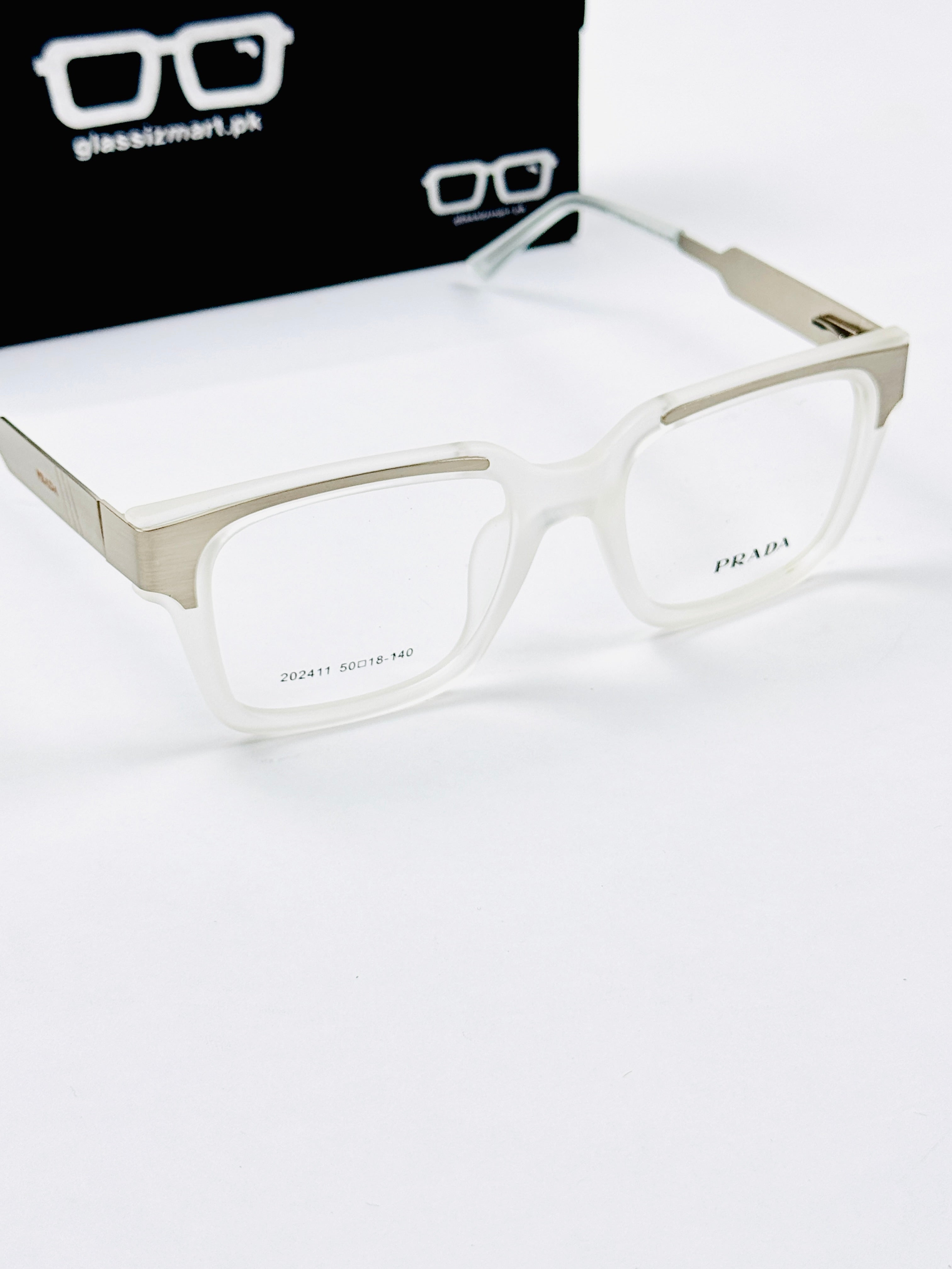 Prada – 202411 – 50 - Silver White – Metal - Acetate  – Optics - Unisex