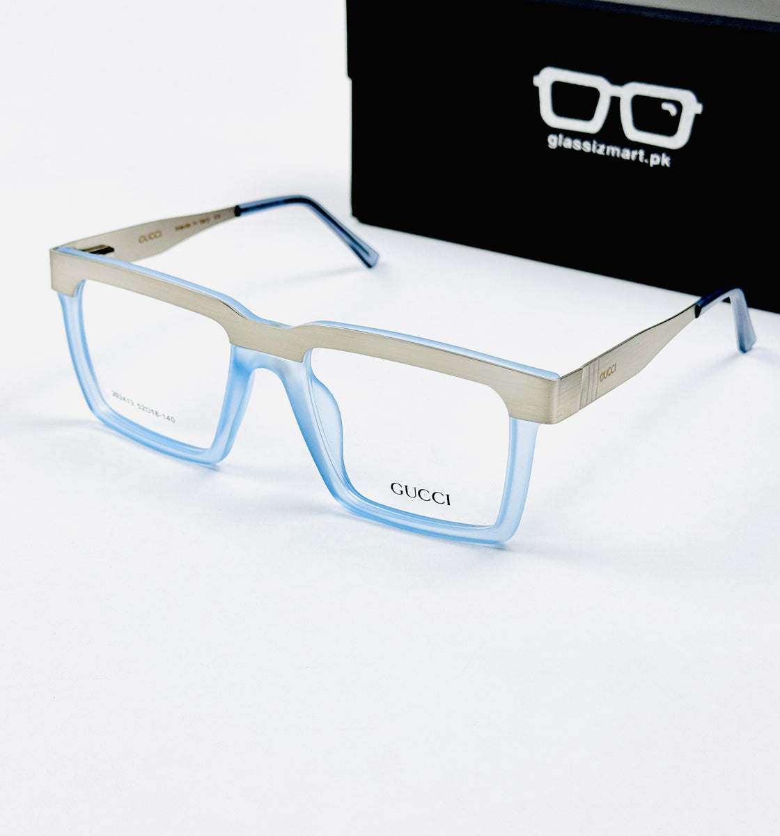 Gucci – 202413 – 52 - Transparent Blue – Metal - Acetate  – Optics - Unisex