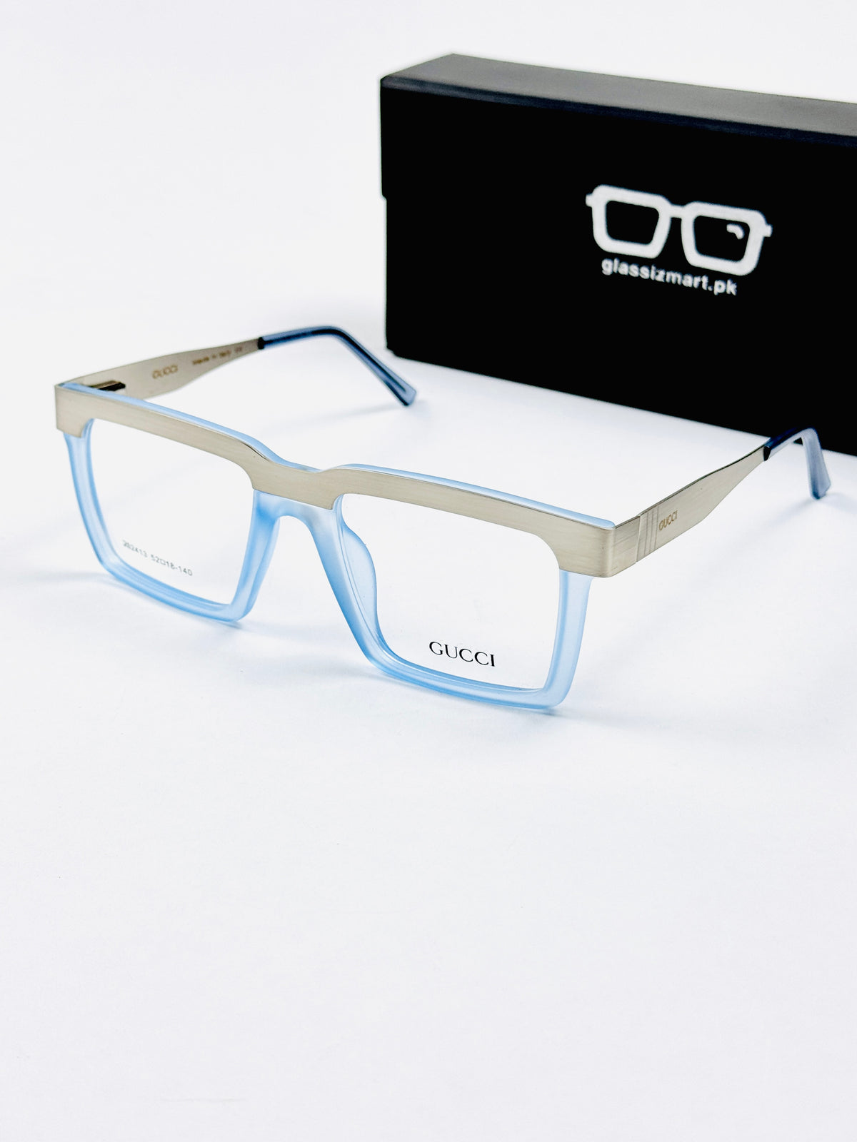 Gucci – 202413 – 52 - Transparent Blue – Metal - Acetate  – Optics - Unisex