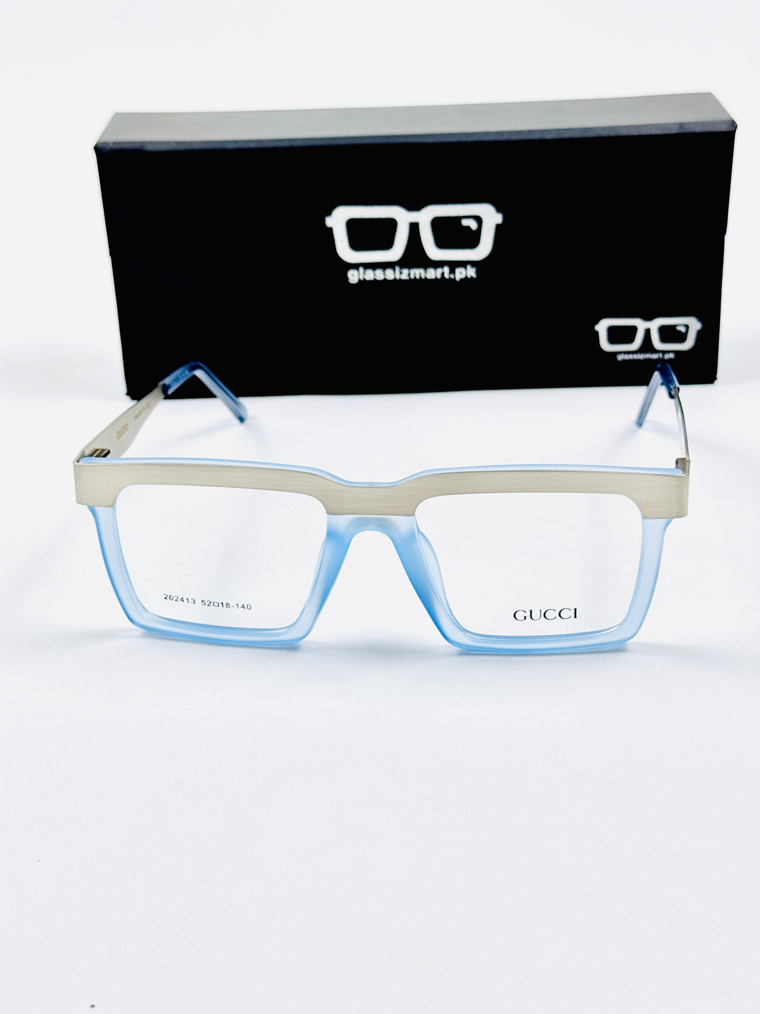 Gucci – 202413 – 52 - Transparent Blue – Metal - Acetate  – Optics - Unisex