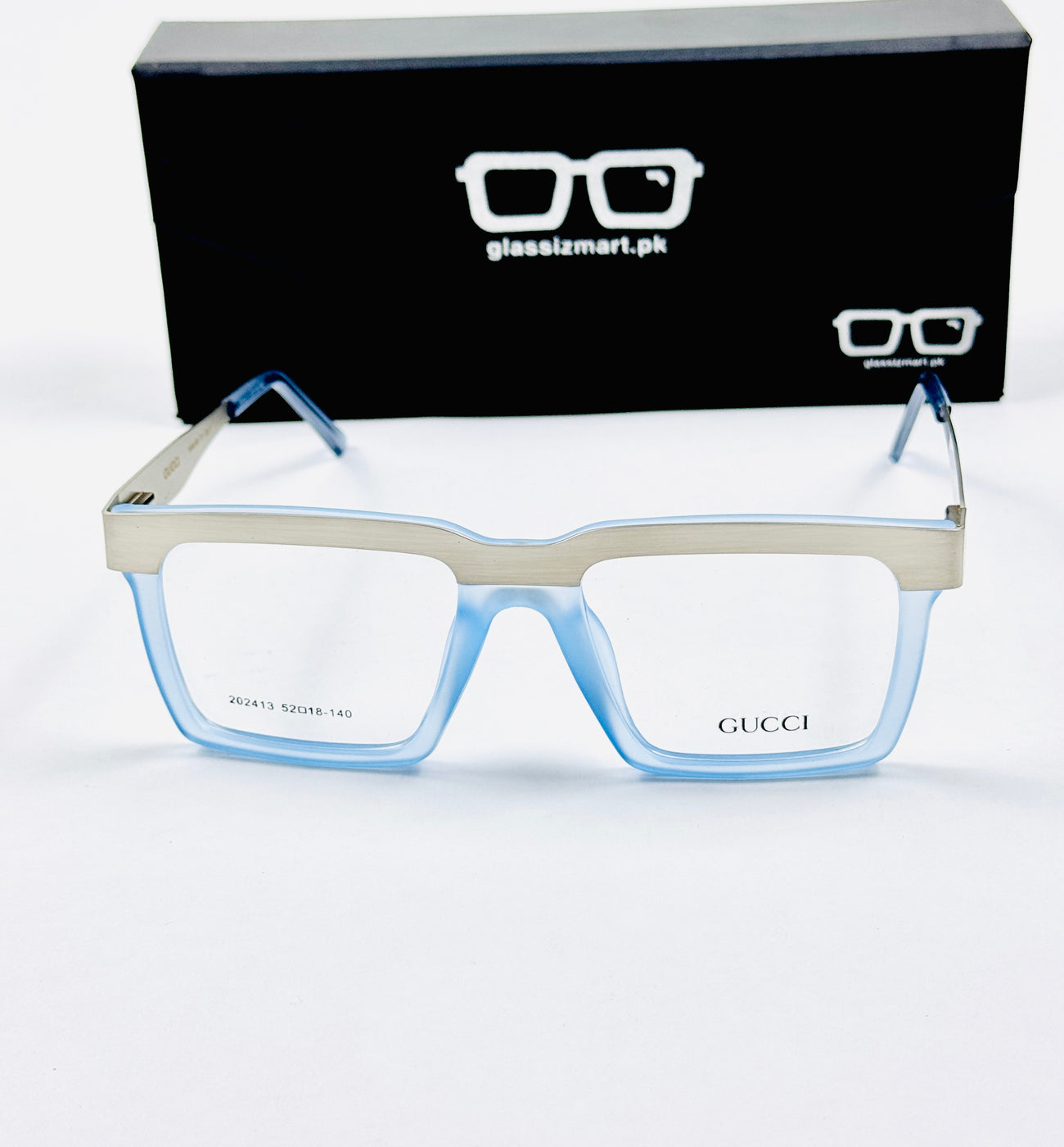 Gucci – 202413 – 52 - Transparent Blue – Metal - Acetate  – Optics - Unisex