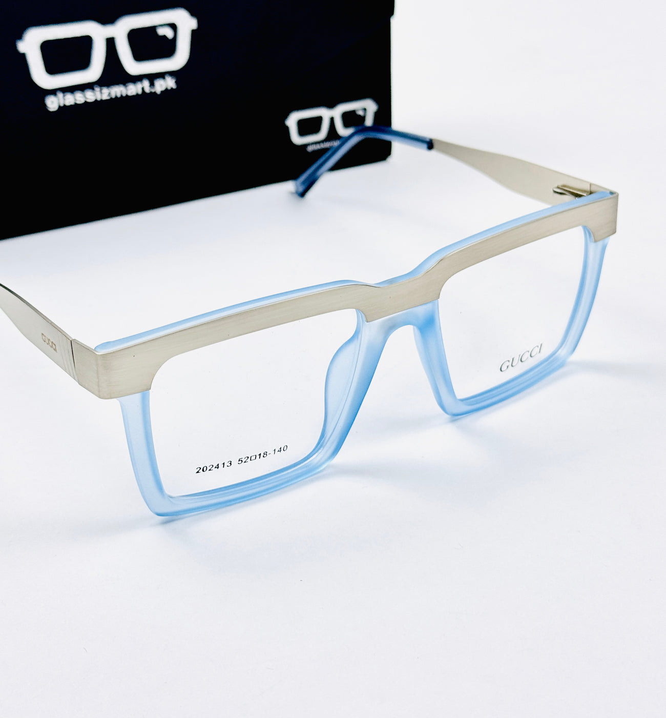 Gucci – 202413 – 52 - Transparent Blue – Metal - Acetate  – Optics - Unisex