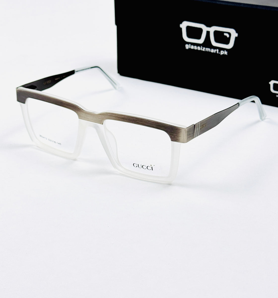 Gucci – 202413 – 52 - Silver White – Metal - Acetate  – Optics - Unisex