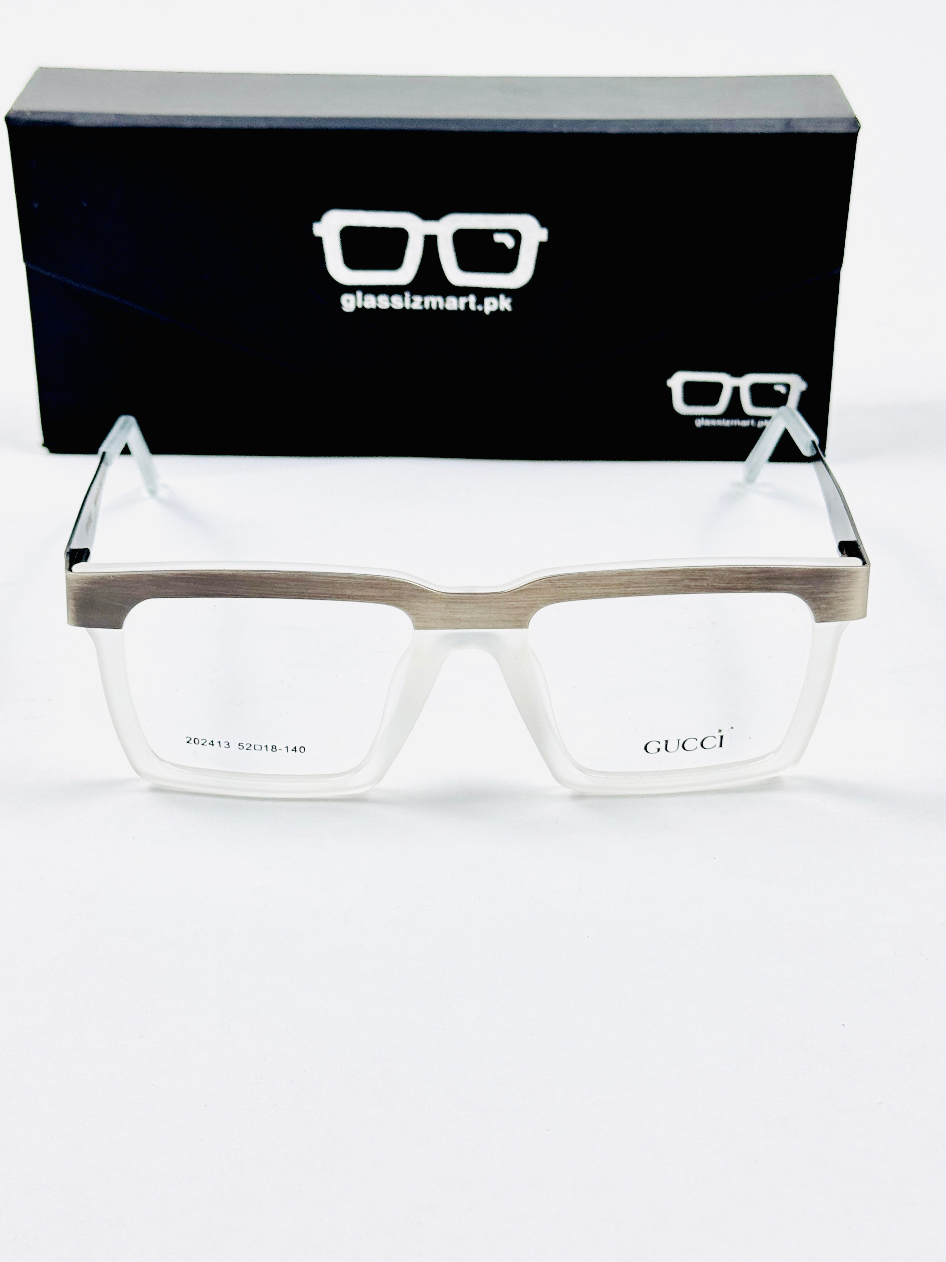 Gucci – 202413 – 52 - Silver White – Metal - Acetate  – Optics - Unisex