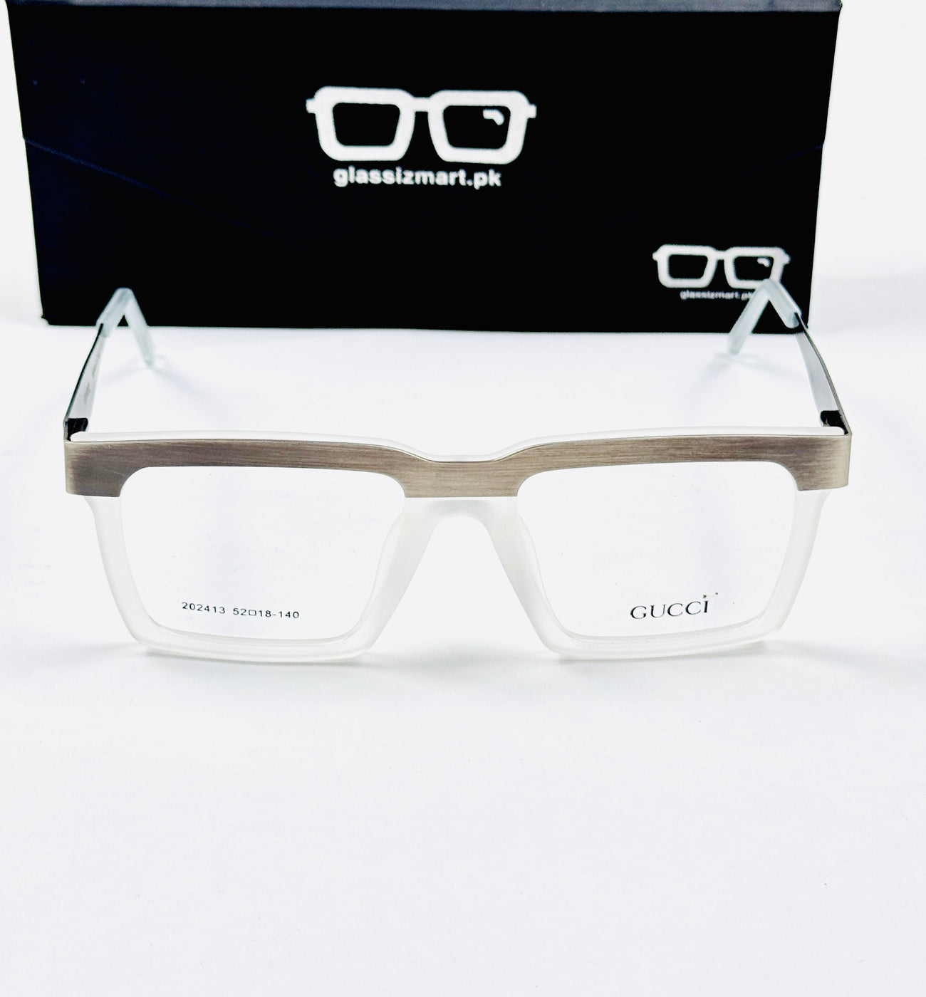 Gucci – 202413 – 52 - Silver White – Metal - Acetate  – Optics - Unisex