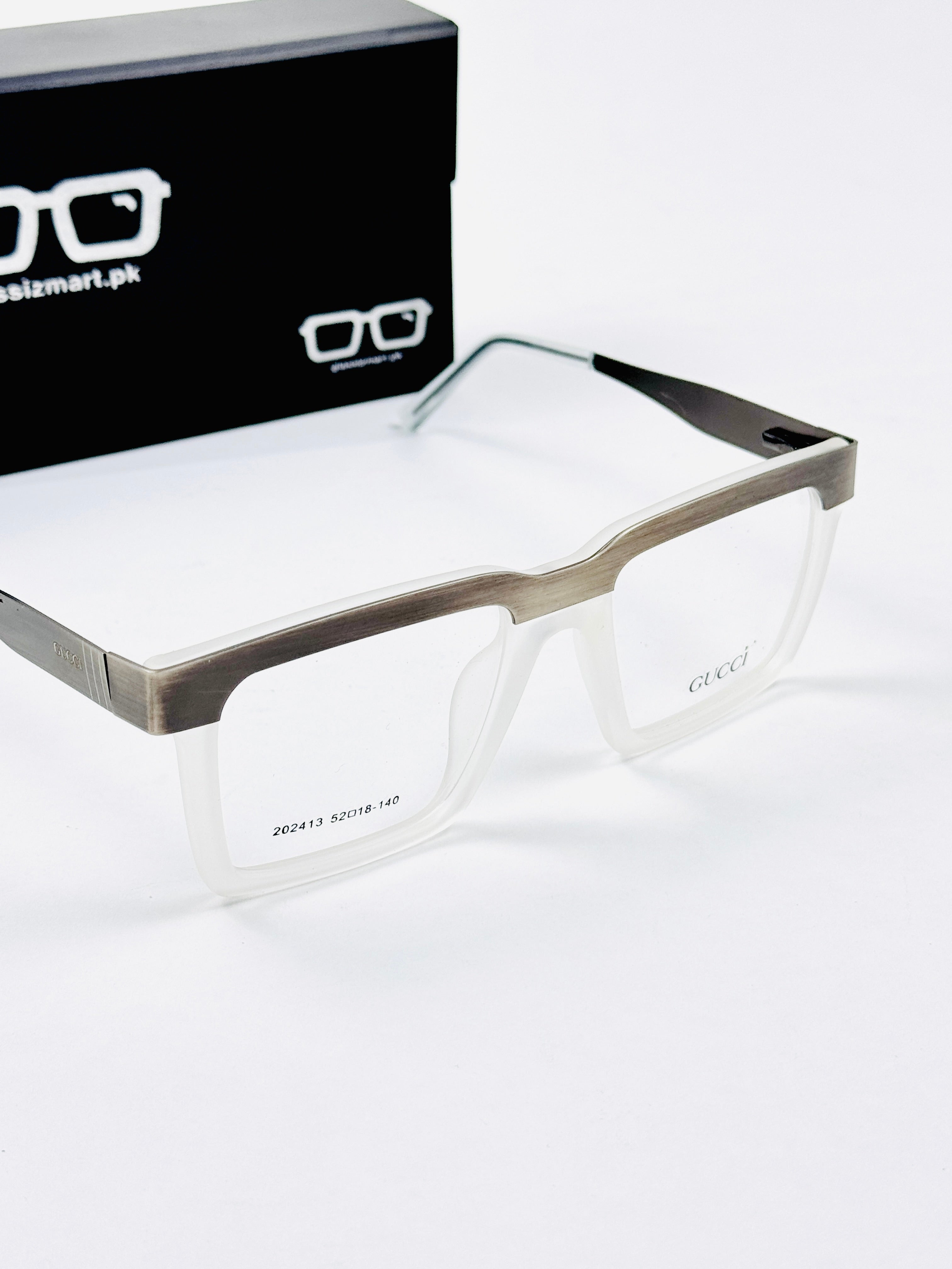 Gucci – 202413 – 52 - Silver White – Metal - Acetate  – Optics - Unisex