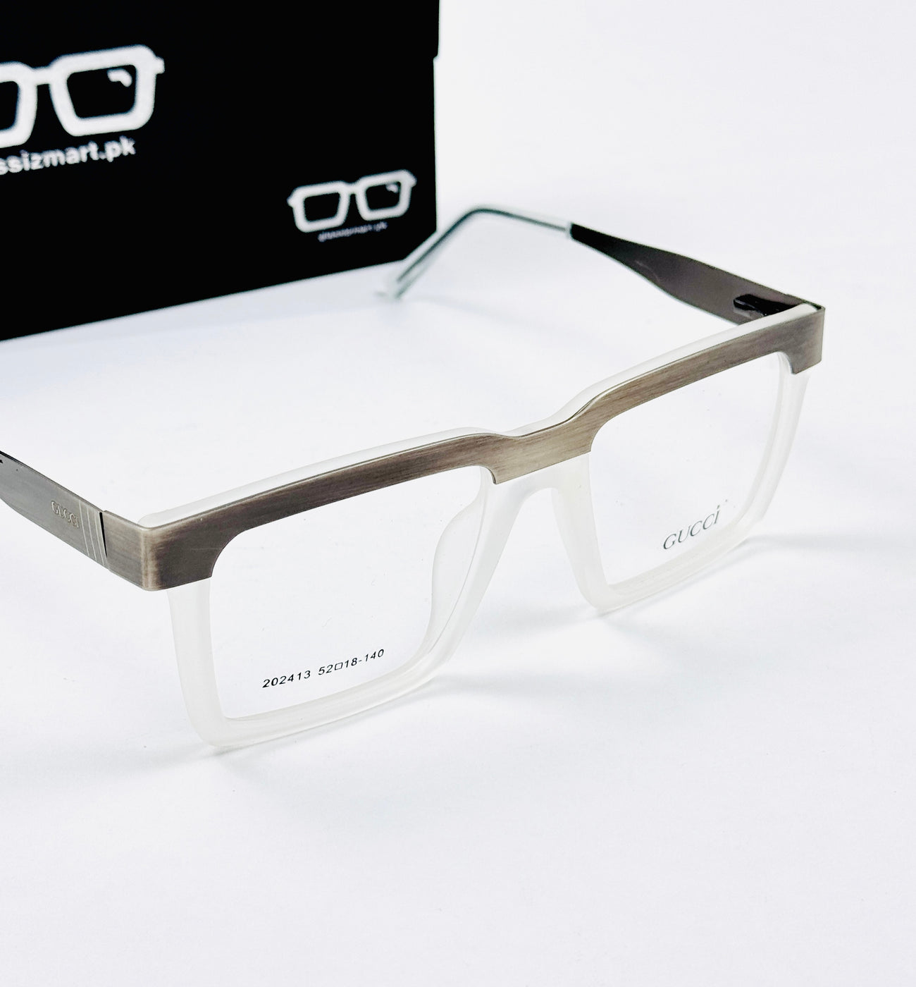 Gucci – 202413 – 52 - Silver White – Metal - Acetate  – Optics - Unisex