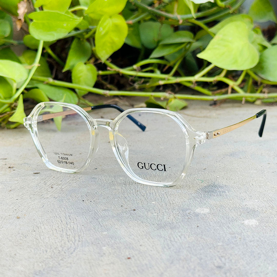 Gucci – 6008 – 52 - Transparent – Metal - Acetate – Optics – Ladies
