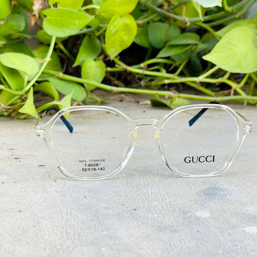 Gucci – 6008 – 52 - Transparent – Metal - Acetate – Optics – Ladies