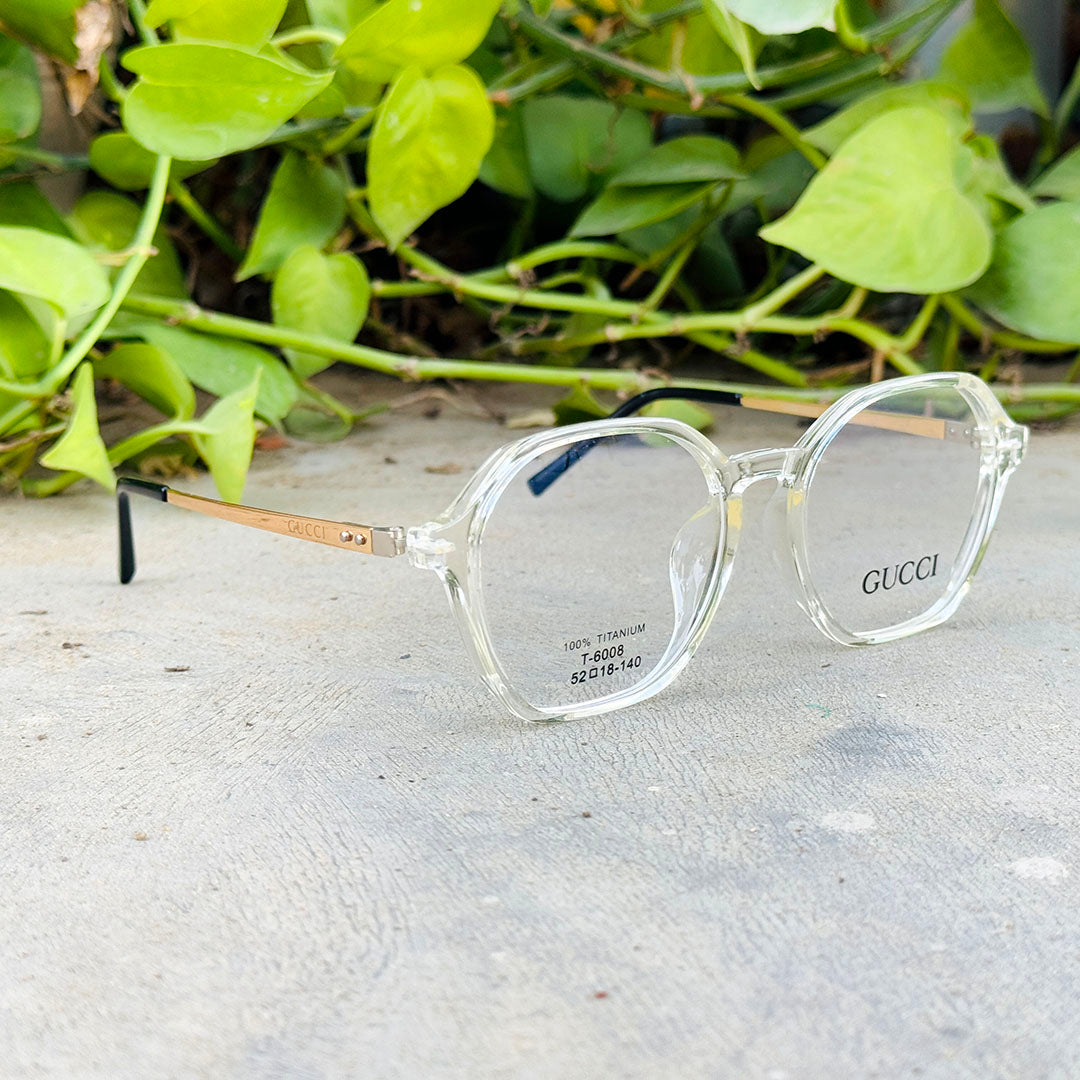 Gucci – 6008 – 52 - Transparent – Metal - Acetate – Optics – Ladies
