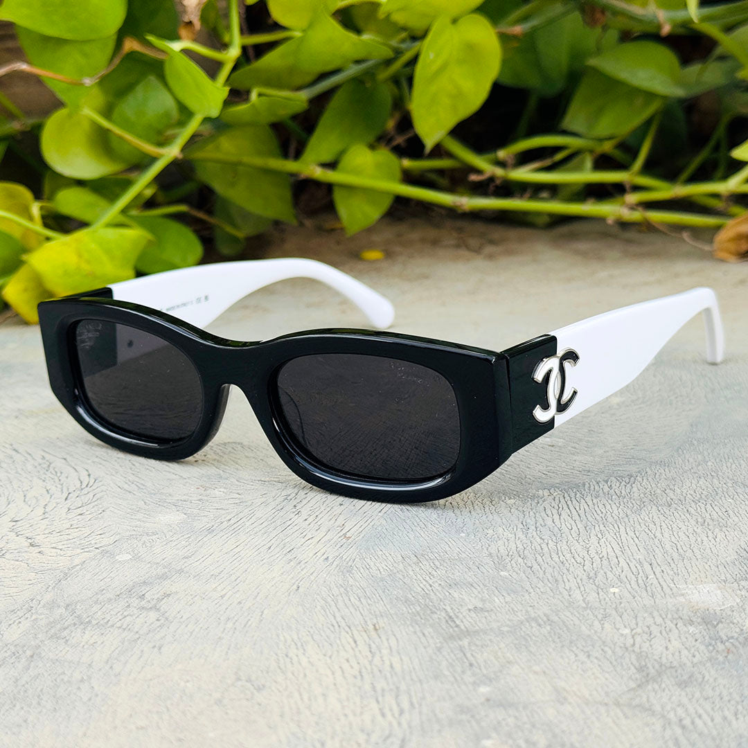 Chanel – 5525 – 50 – Black White – Acetate - Sunglasses – Unisex - Premium