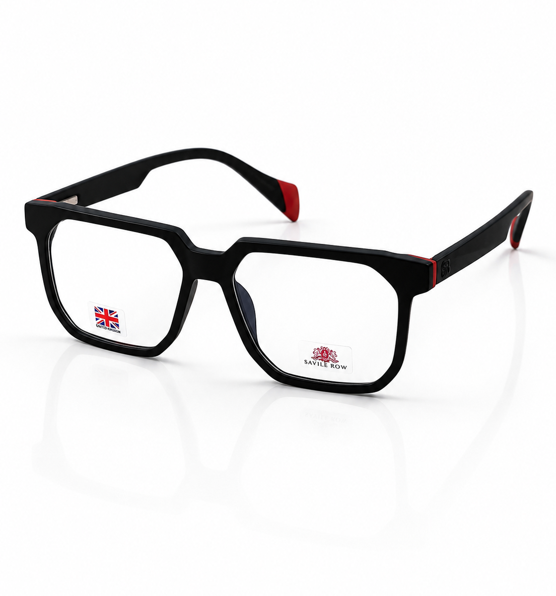 Moscot-style Black Red acetate optical glasses front view – Glassiz Mart