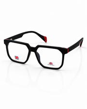 Moscot-style Black Red acetate optical glasses front view – Glassiz Mart