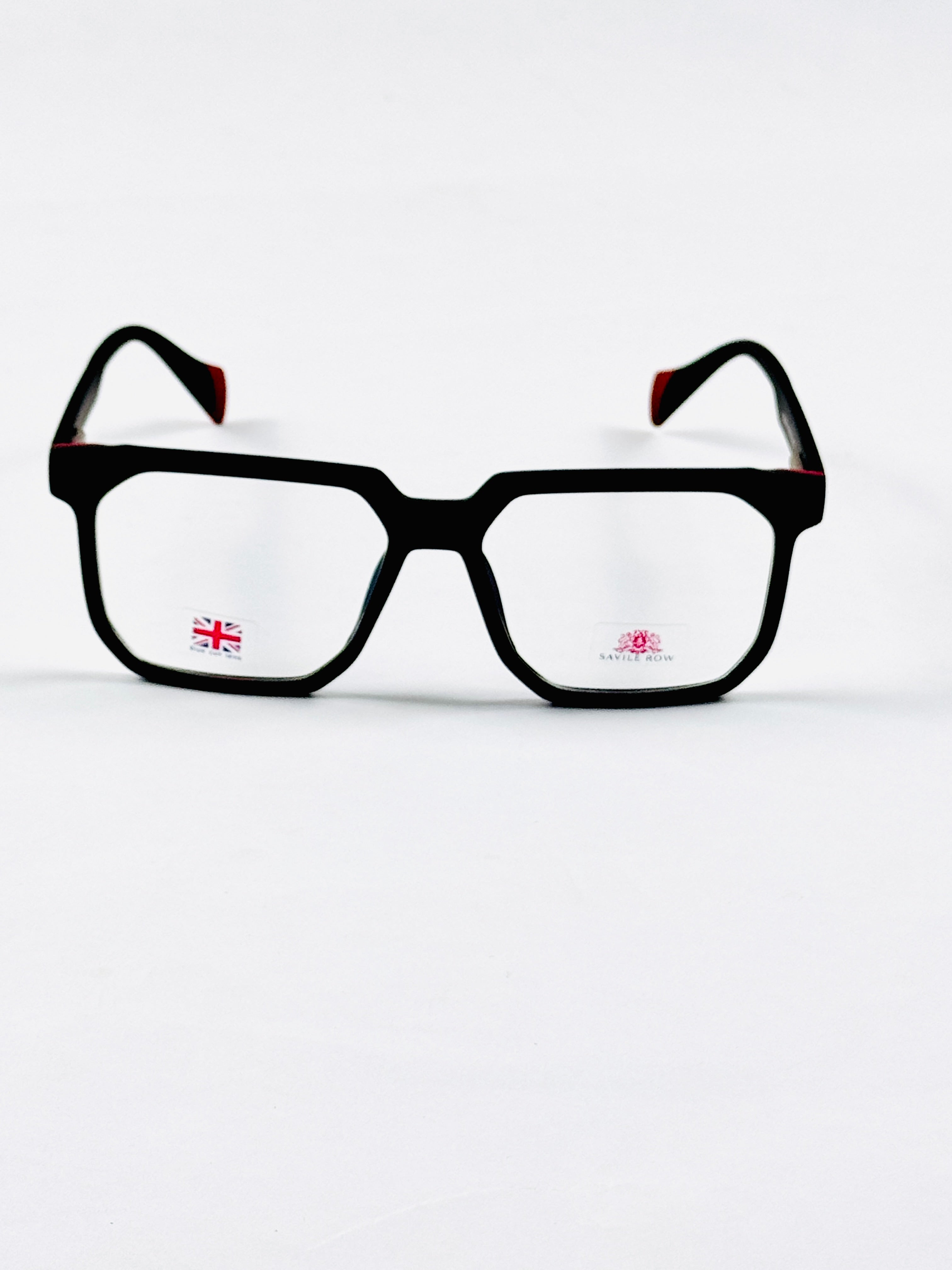 Moscot-style Black Red square optical frame close view – Glassiz Mart
