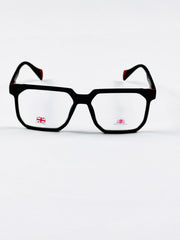 Moscot-style Black Red square optical frame close view – Glassiz Mart
