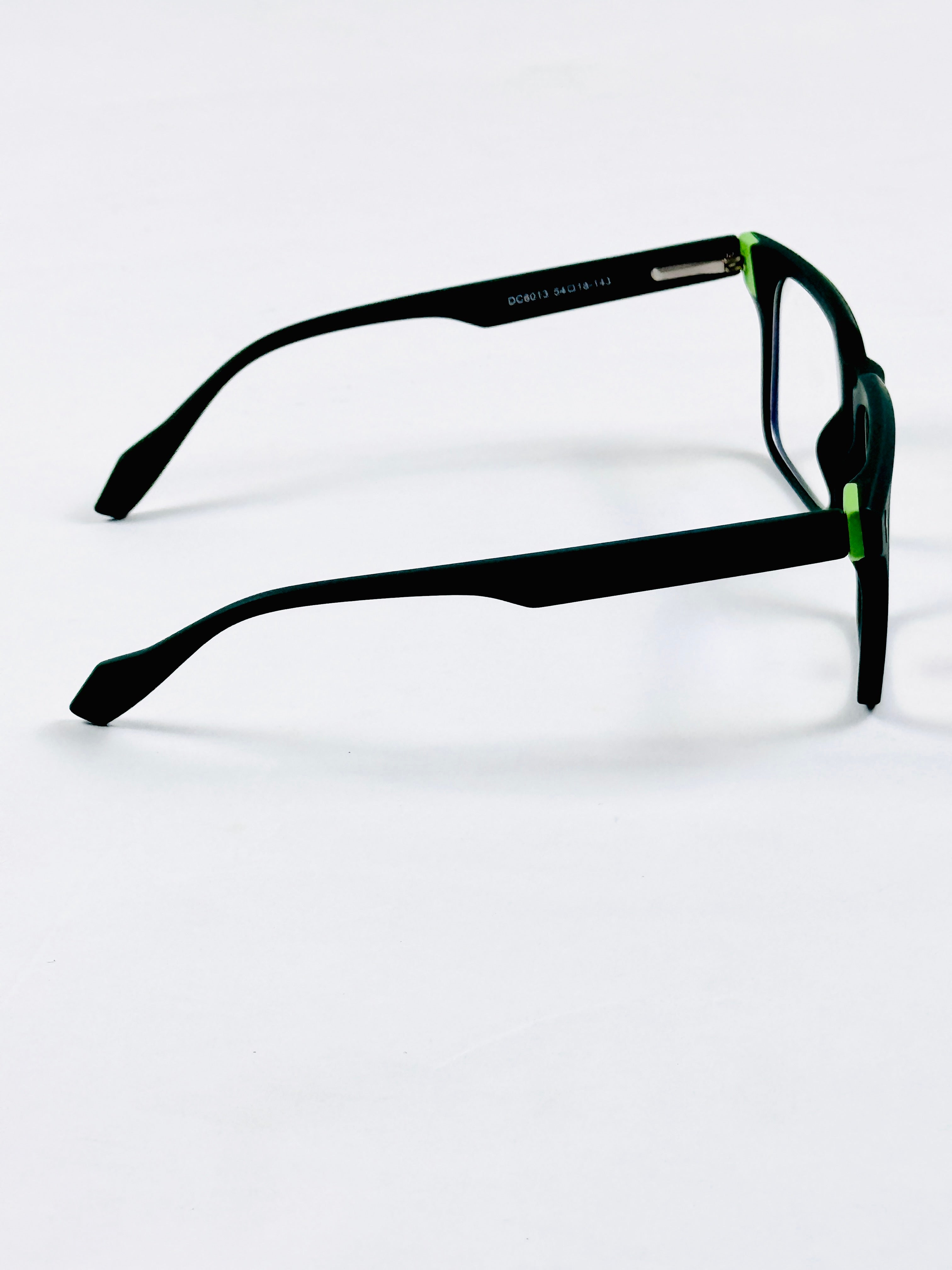 Moscot green acetate square optical glasses close up detail