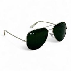 Rayban – 3026 – 62 – Silver Green – Metal – Sunglasses – Unisex