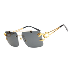 Cartier - RR49 - 53 - Golden - Black - Double Bridge - Rimless - Metal - Square - Sunglasses - Unisex