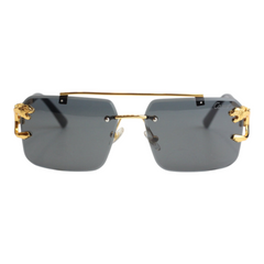 Cartier - RR49 - 53 - Golden - Black - Double Bridge - Rimless - Metal - Square - Sunglasses - Unisex