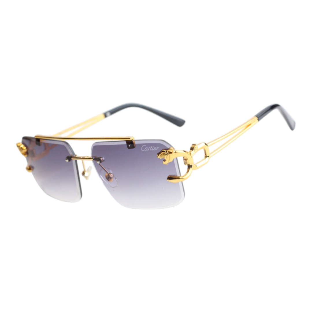 Cartier - RR49 - 53 - Golden - Black Gradient - Double Bridge - Rimless - Metal - Square - Sunglasses - Unisex