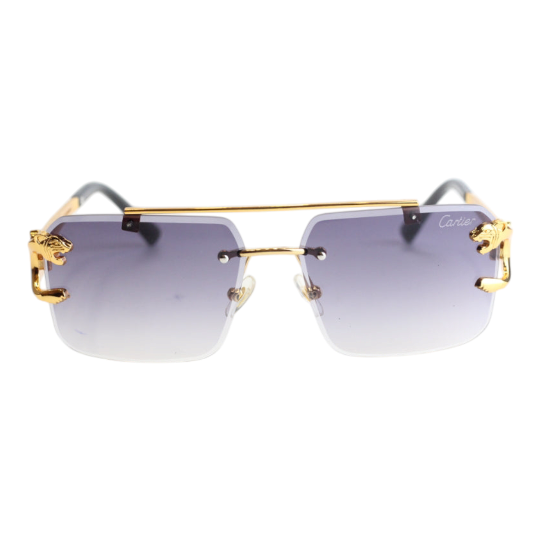 Cartier - RR49 - 53 - Golden - Black Gradient - Double Bridge - Rimless - Metal - Square - Sunglasses - Unisex