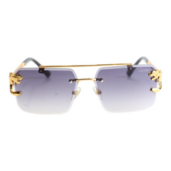 Cartier - RR49 - 53 - Golden - Black Gradient - Double Bridge - Rimless - Metal - Square - Sunglasses - Unisex