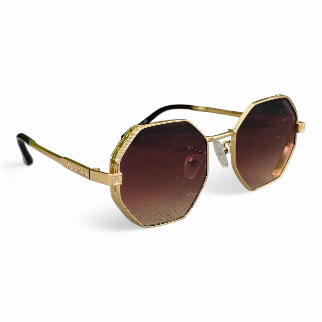 Louis Vuitton – 1938 – 57 – Golden Brown – Metal – Sunglasses – Ladies