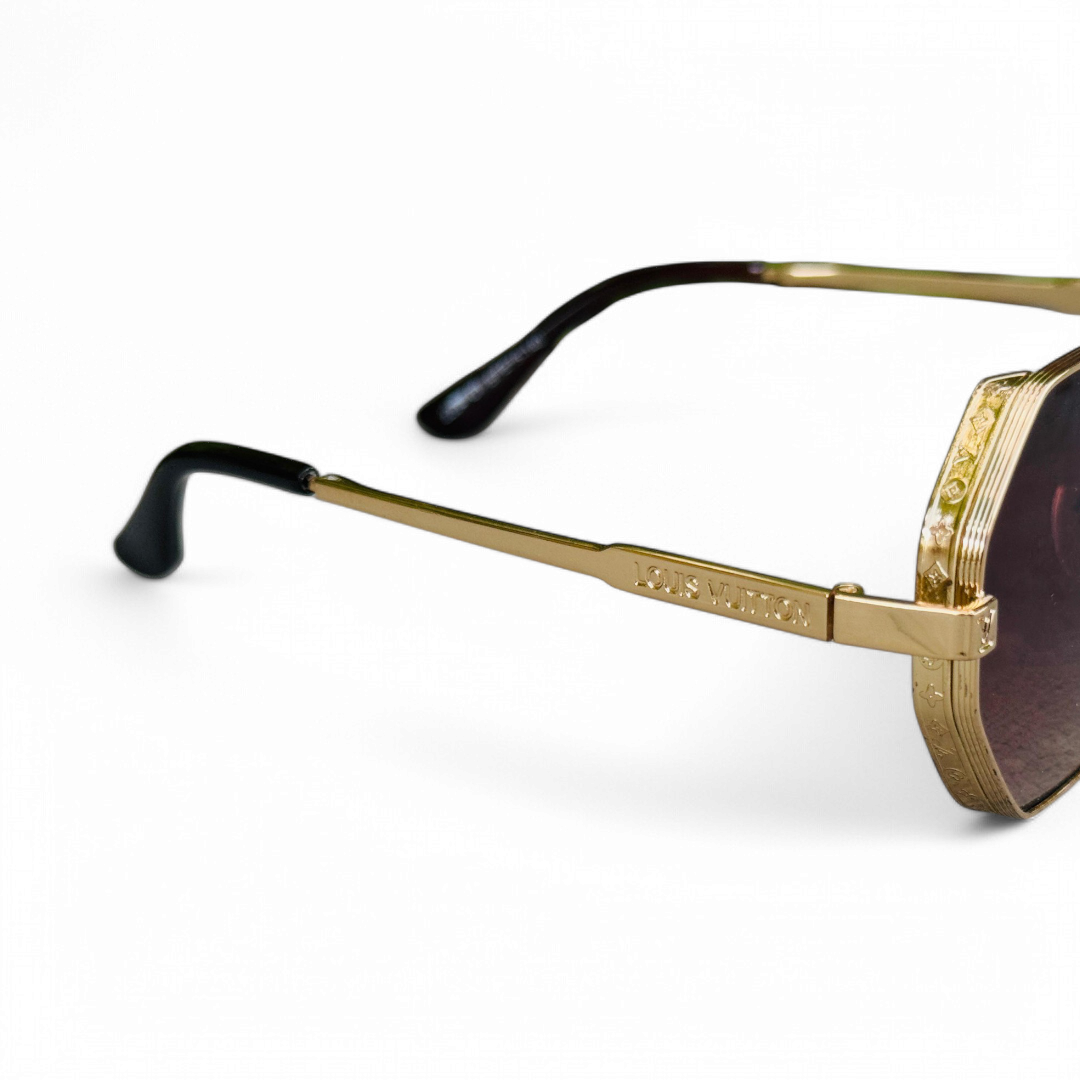 Louis Vuitton – 1938 – 57 – Golden Brown – Metal – Sunglasses – Ladies