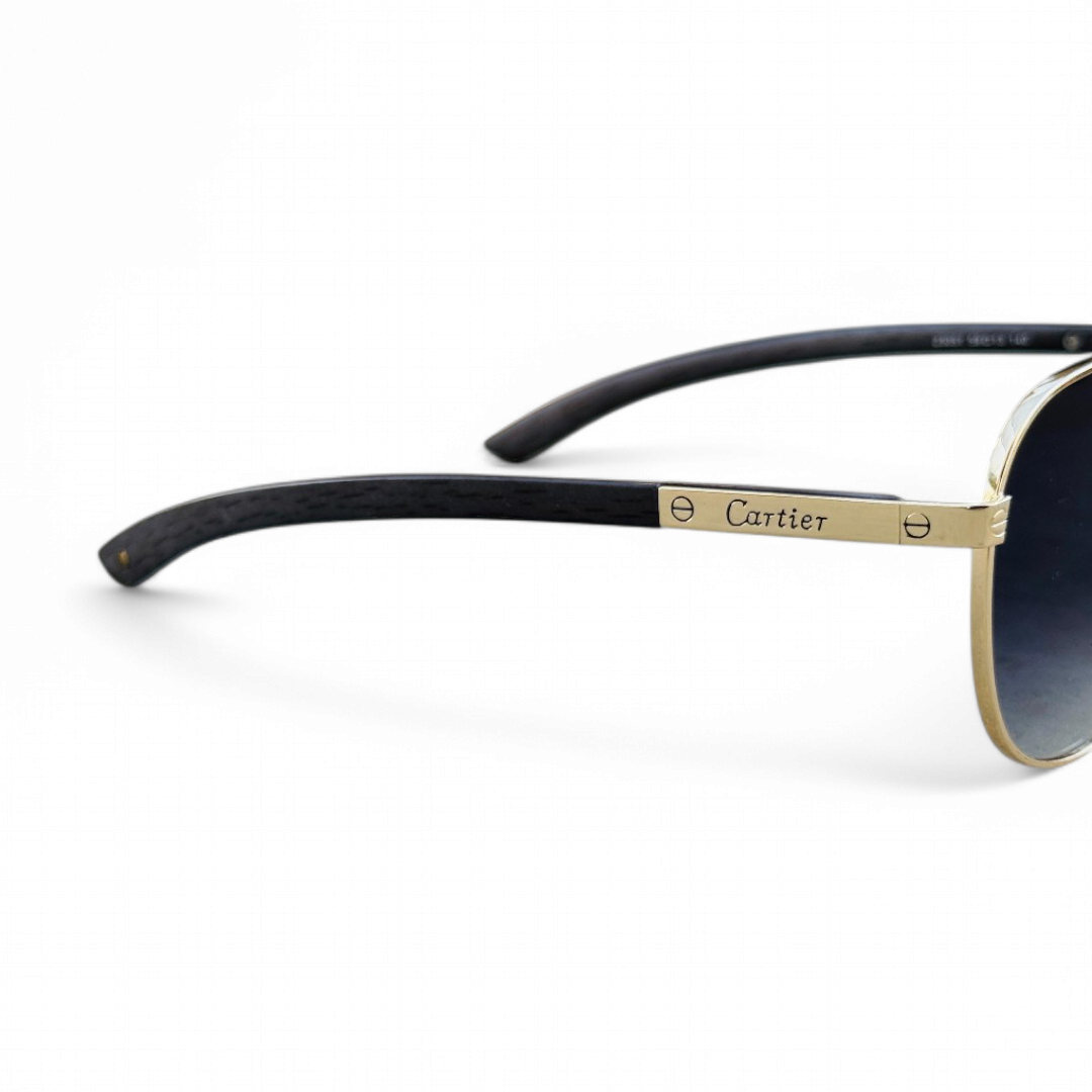 Cartier – 23051 – 59 – Golden Black – Metal – Sunglasses – Unisex