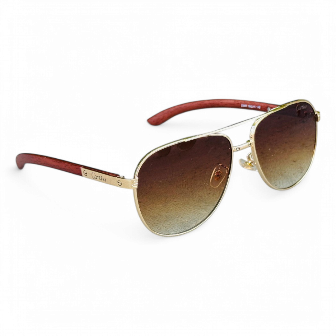 Cartier – 23051 – 59 – Golden Brown – Metal – Sunglasses – Unisex
