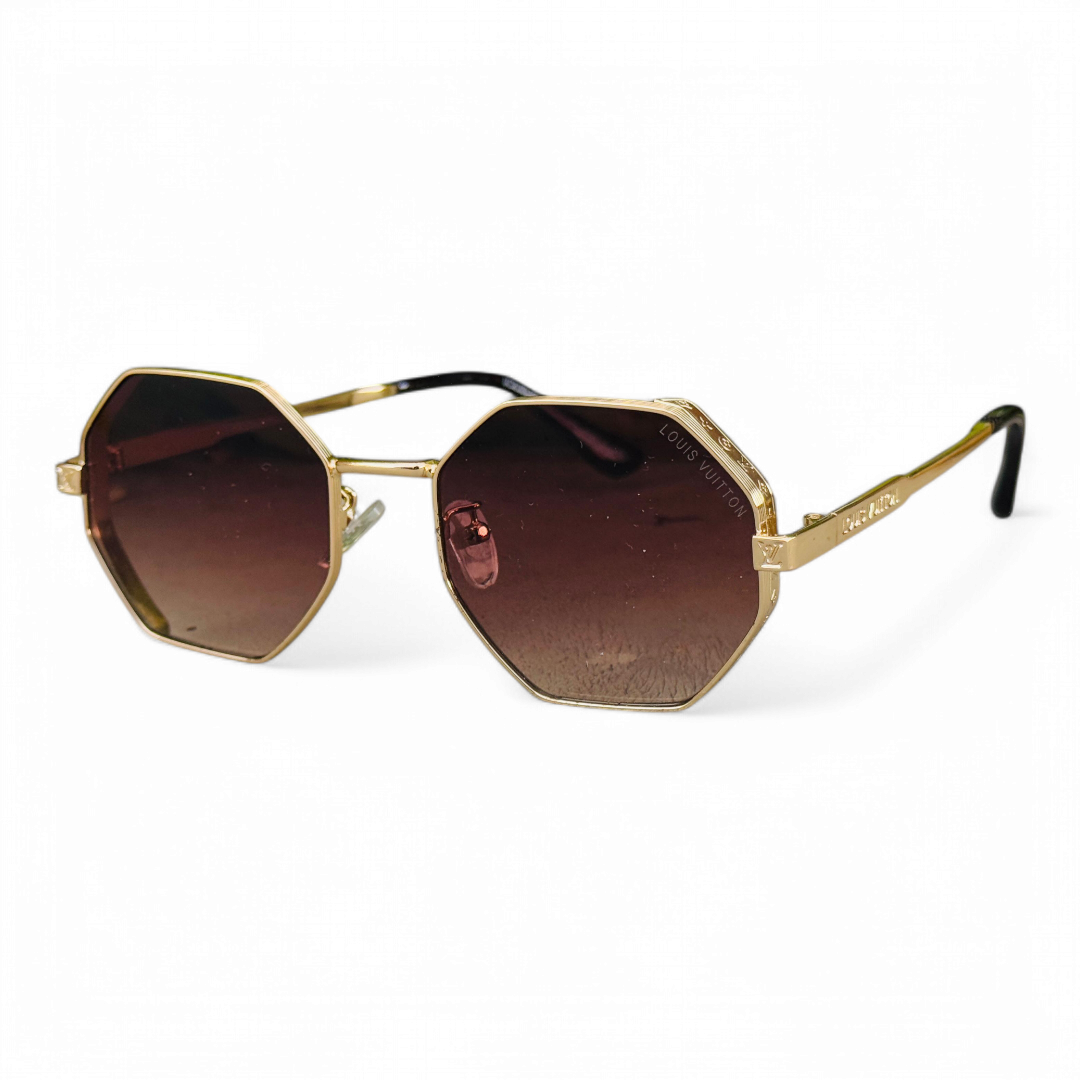 Louis Vuitton – 1938 – 57 – Golden Brown – Metal – Sunglasses – Ladies
