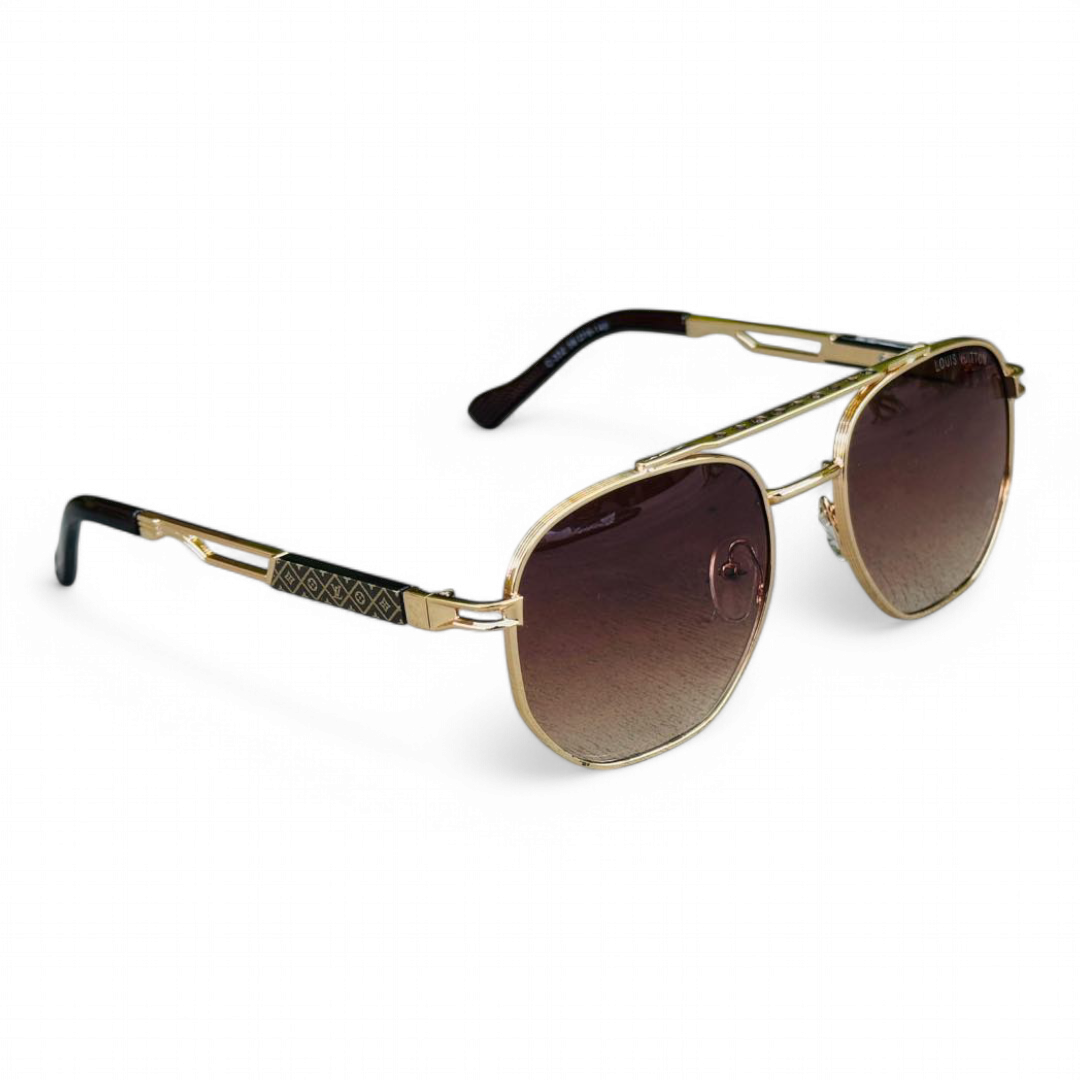 Louis Vuitton – 9092 – 55 – Golden – Metal - Sunglasses – Unisex