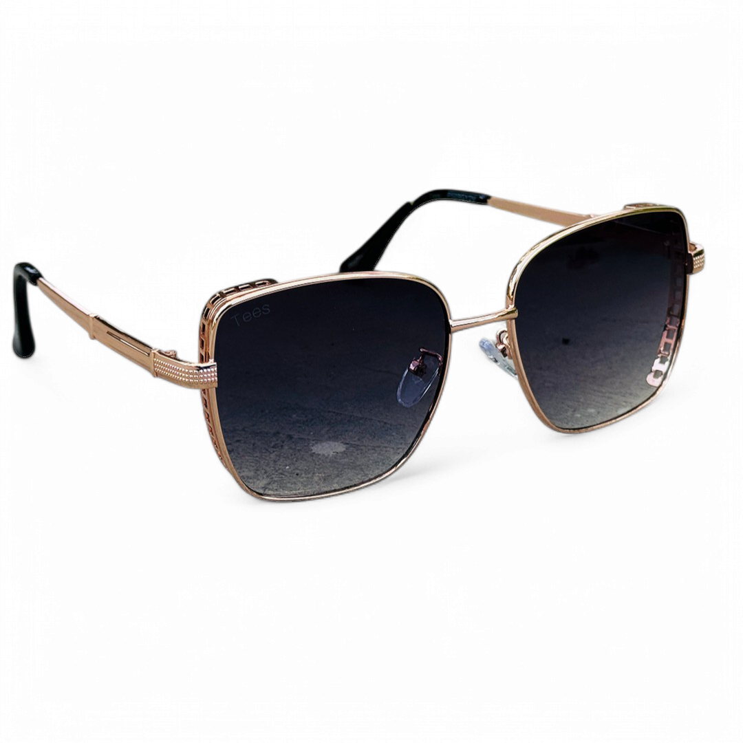 Tees – 2058 – 54 – Rose Gold Black – Metal – Sunglasses – Ladies
